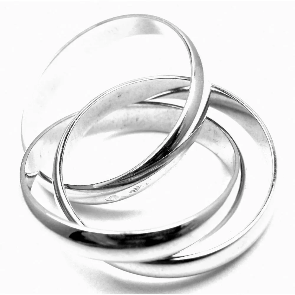 Authentic! Cartier 18k White Gold Trinity Band Ring Size 53 Us 6 1/4​ - Picture 6 of 9